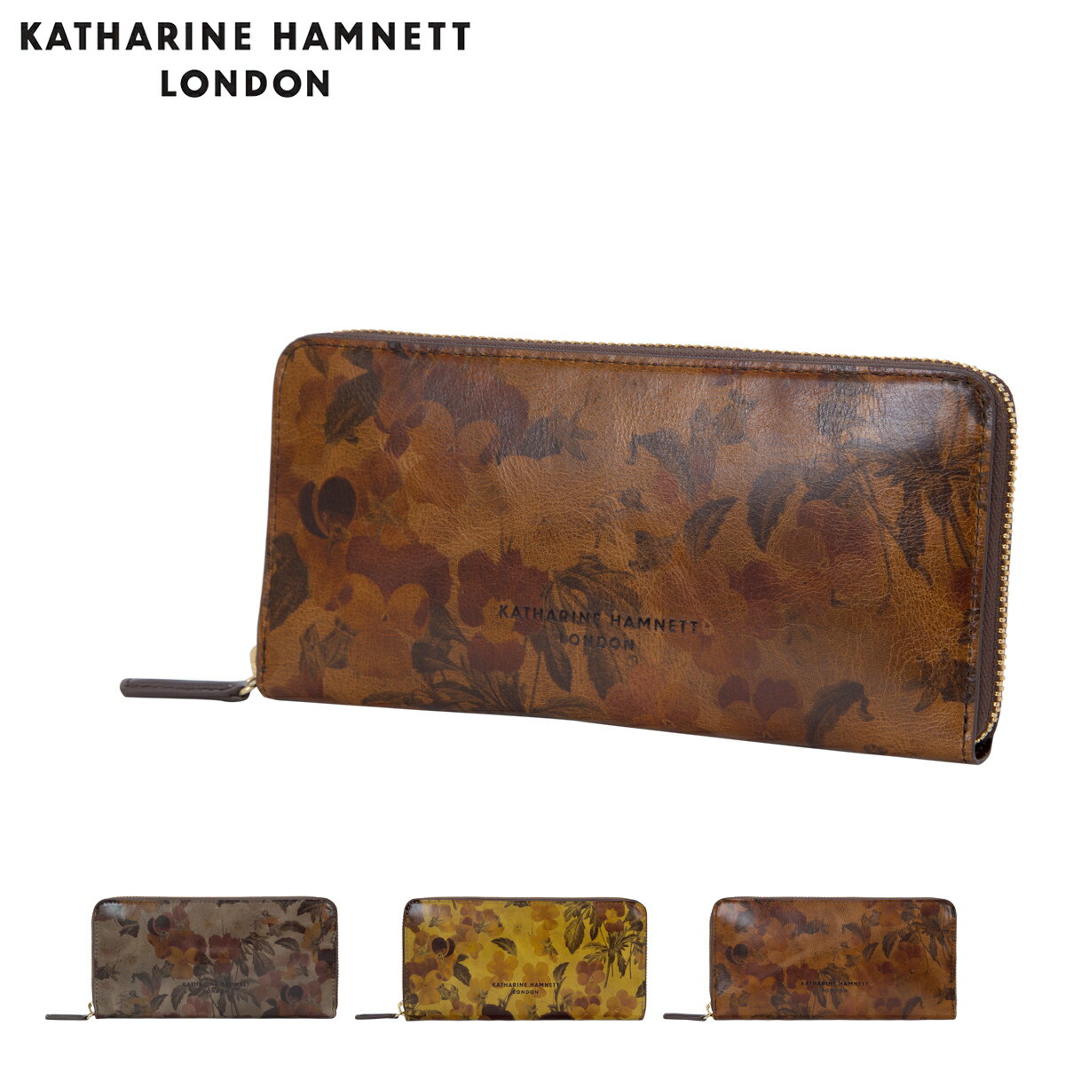 【全品10倍｜5/16 2時迄】キャサリンハムネット ロンドン 長財布 ラウンドファスナー パンジー KHP-575 KATHARINE HAMNETT LONDON 牛革 レディース