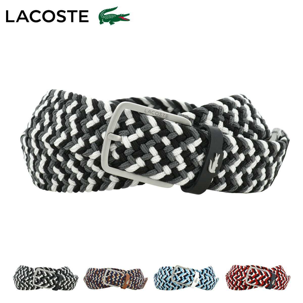 LACOSTE ベルト メンズ ラコステ ベルト 日本製 メンズ LB66680 LACOSTE メッシュベルト カジュアル ビジネス ピン式バックル ワニ[DL10]