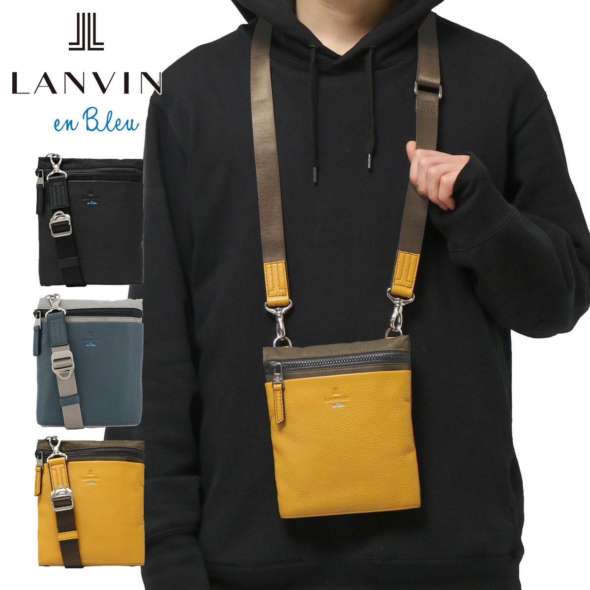 ランバンオンブルー スマホショルダー レディース ランバンオンブルー ショルダーバッグ メンズ レディース 531101 ポワソン LANVIN en Bleu サコッシュ ミニショルダー スマホショルダー 縦型[DL10]