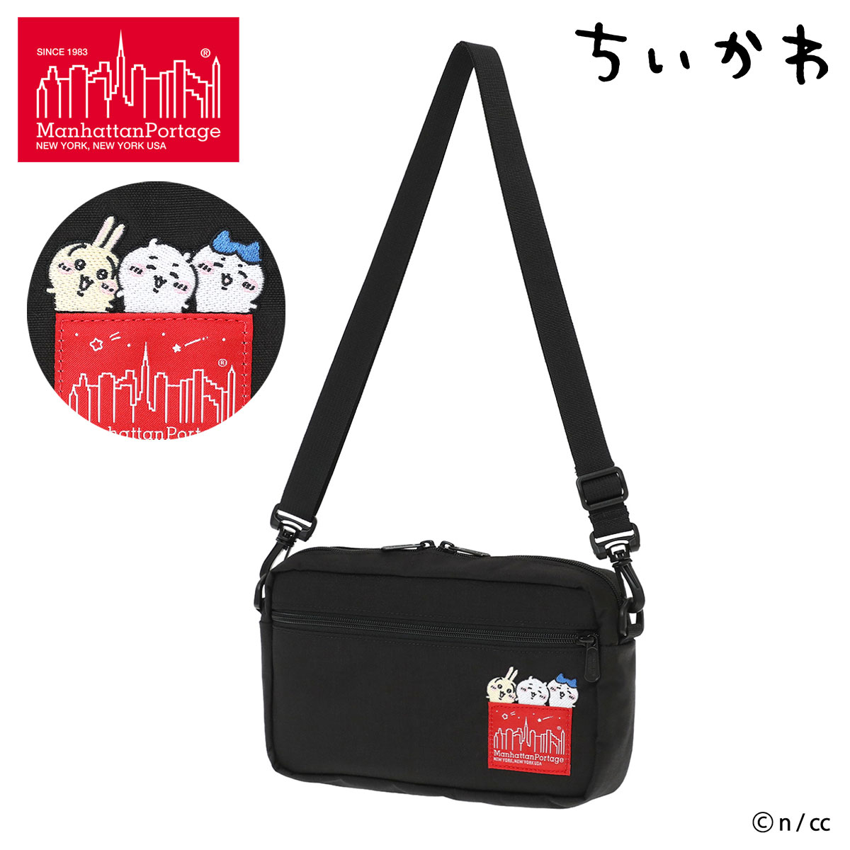 【全品10倍★6/11(木)10時迄】マンハッタンポーテージ ちいかわ ショルダーバッグ MP1404L2CKW26 manhattanportage ハチワレ うさぎ 刺繍 コラボ