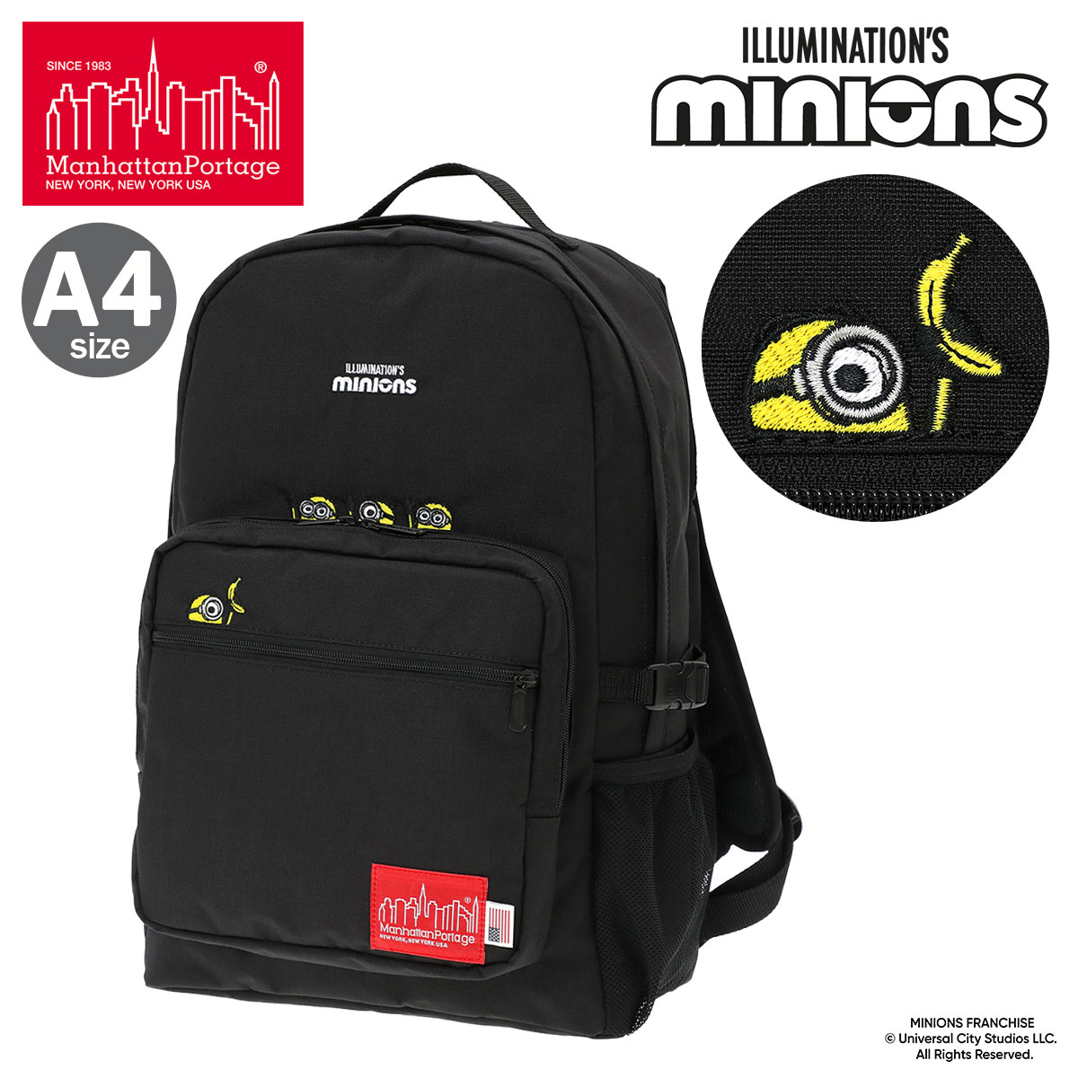Rucksacks, Day Packs - マンハッタンポーテージ ミニオン リュック A4 怪盗グルー ミニオンズ MP2236MNOS manhattanportage バックパック お出かけ 旅行 レジャー 刺繍 キャラクター コラボ[PO10]
