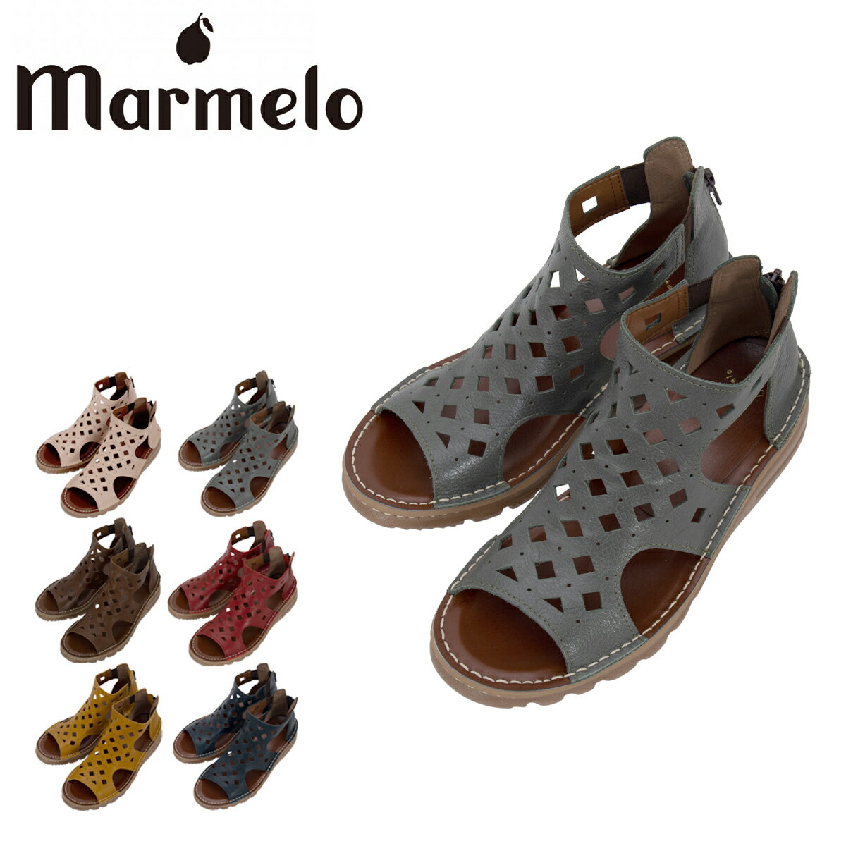 【全品10倍｜5/9 20時～期間限定】マルメロ パンチングサンダル 日本製 レディース 06-04-30004 marmelo 靴 シューズ レザー