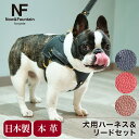 【全品10倍★5/7(水)0時迄】エヌアンドエフ ペット ハーネス&リードセット 小型犬 ハーネス ボディベルト リード おしゃれ レザー 本革 日本製 N&F...
