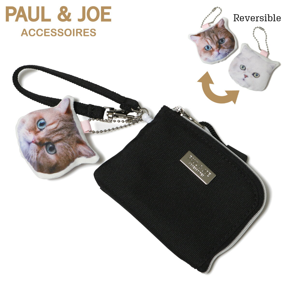 ポール & ジョー 定期入れ レディース ポールアンドジョーアクセソワ コインケース レディース ワッペンヌネットジプシーマスコット PJA-W881 PAUL&JOE ACCESSOIRES | パスケース 猫 ねこ かわいい