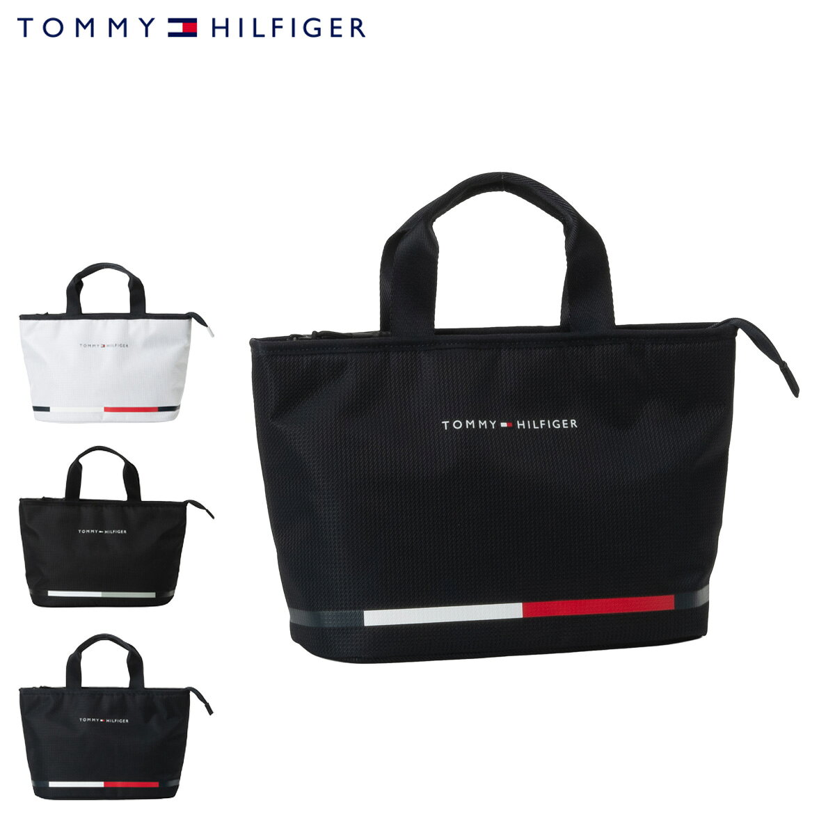 ITEM SPEC COLOR VARIATION ブランド：Tommy Hilfiger トミーヒルフィガー シグネチャーシリーズのラウンドバッグ。表面に凹凸のあるドビー織の生地を使用。シンプルなロゴを組み合わせたミニマルなデザイン。背面にはポケットを装備。ゴルフ場はもちろん、街中や旅行先でも違和感なく使用できる実用性を備えたアイテム。 サイズ：W28cm / D12cm / H22cm カラー：【00】ホワイト【10】ブラック【30】ネイビー 素材：ポリエステル 仕様：ファスナー式開閉ファスナーポケット×1br>フリーポケット×2 ご注意ください： ● 商品の画像は、できるだけ商品に近いカラーにて掲載をしております。 お客様のモニターの発色または設定により、実際の色味と異なる場合もあります。あらかじめご了承ください。 ● メーカーサイズ、もしくは実際に測った寸法となります。商品の素材等の個体差により、若干サイズのばらつきがあります。サイズはあくまでも目安としてお考えください。 ● 天然皮革・素材を使用している商品によっては、天然素材の特性上、部位により風合いやシミ・シワ感や焦げ、濃淡など多少の個体差がある場合があります。あらかじめご了承ください。