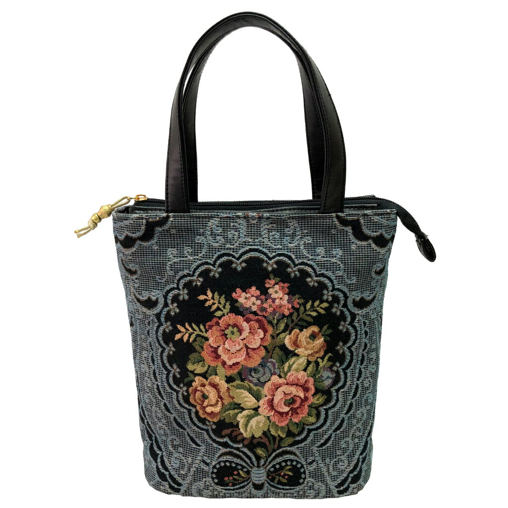 Rakuten - 【10％OFFクーポン対象 4/27まで】ハンドバッグ 6007 [ゴブラン織 ごぶらんおり] ミセス 手さげ 背面ファスナー 日本製 レディース