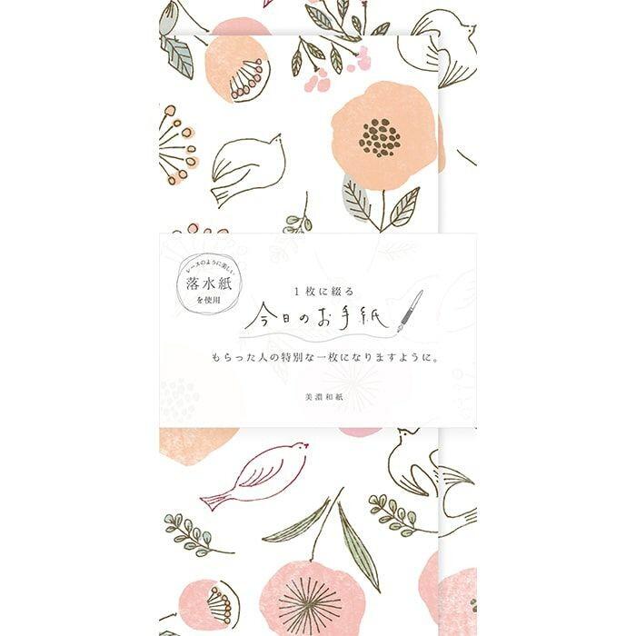 Other - 今日のお手紙 小鳥とお花 和紙 一筆箋 封筒 便箋 手紙 メモ レターセット お祝い 感謝 一言 ひとこと 手紙セット 手紙 お便り 1万円が折らずに入る トリ 花 鳥柄 上品 可愛い かわいい おしゃれ 人気 美濃和紙 落水紙 LIK3 古川紙工 日本製