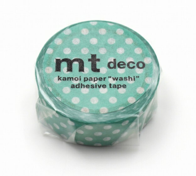 マスキングテープ ドット エメラルドグリーン mt deco 15mm×5m 1P マステ MT01D590 1.5cm幅 15mm幅 グ..