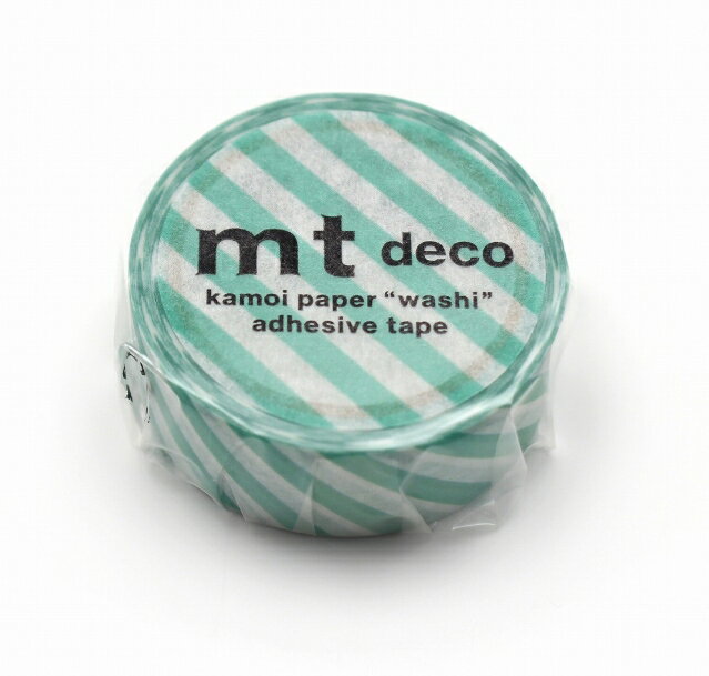 マスキングテープ ストライプ エメラルドグリーン mt deco 15mm×5m 1P マステ MT01D594 1.5cm幅 15mm幅..