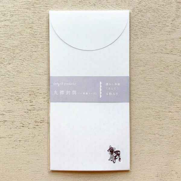 表現社 丸襟封筒 透かし和紙 さしこ 4枚入 20-424 cozyca products 封筒 丸襟 添え状 お礼状 ギフトカード 商品券 小鹿