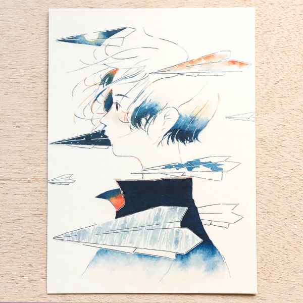 表現社 藤巻佐有梨 箔押しポストカード 空飛ぶ記憶 1枚 25-617 はがき ポストカード ギフト おしゃれ 手紙 インテリア