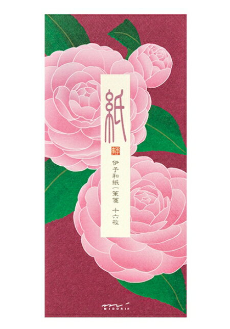 ミドリ 一筆箋 箔 乙女椿柄 1柄 16枚入 伊予和紙 一筆箋596 89596006 冬柄 冬 winter 和柄 和風 日本 ..
