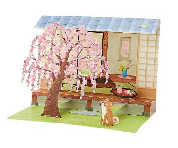 樂天商城 - グリーティングカード 春 庭にしだれ桜と柴犬 封筒付 カード さくらカード 春カード スプリングカード 立体 お花見 立てて飾れる 季節 しだれ桜 桜 さくら サクラ 卒業 入学 就職 お祝いプレゼント ギフト サンリオ JSC13-4 S1313 69109-7