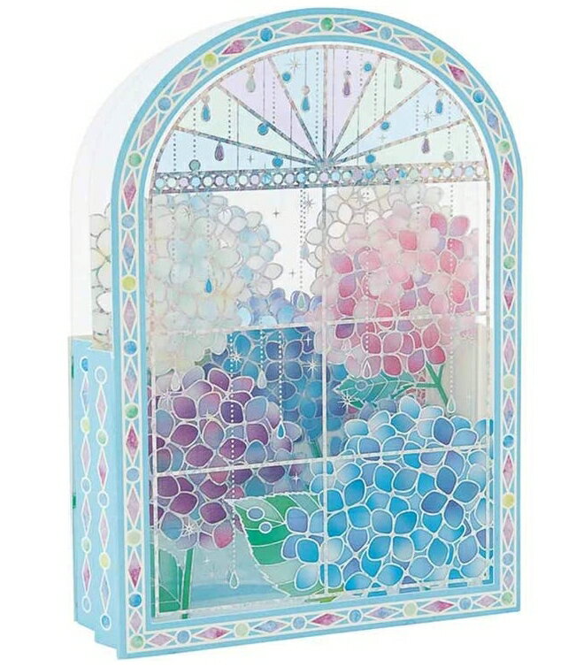 樂天商城 - グリーティングカード 透明素材窓の奥にアジサイ 初夏 梅雨 紫陽花 あじさい 季節のカード 封筒付 カード ホログラム カード 多目的カード 立体 立てて飾れる 季節 お祝いプレゼント ギフト メッセージカード サンリオ