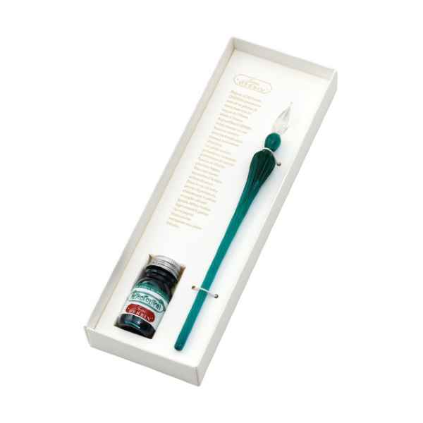 ガラスペン つむぎ ミニインクセット エメラルド&パリ・メトロ エルバン プレゼント ギフト 一点物 ブルー おしゃれ キレイ かわいい パリ フランス 誕生日...