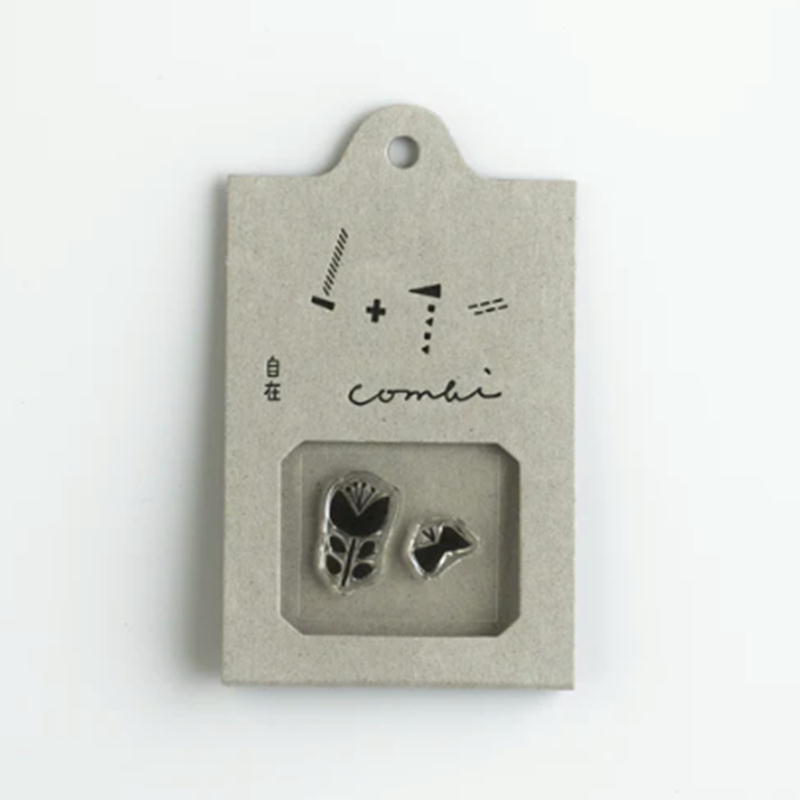 クリアスタンプ 水縞 自在ハンコ ポケット 蝶と花 おしゃれ 文具 ※アクリルブロックは付属していません