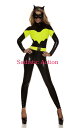 Forplay Darque Nights Sexy Sexy Superhero CostumeメタリックキャットスーツバッドガールコスチュームBLACK/YELLOWキャットスーツベルト.マスク耳カチューシャの4PC SET注）上記4点以外は、付いていません。メタリックキャットスーツバッドガールコスチュームBLACK/YELLOW