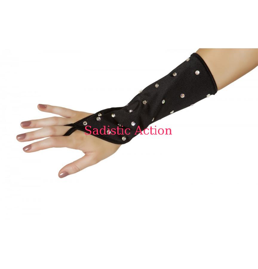 【即納】ROMA Rhinestone Gloves 【ROMA　（ダンスウェア、衣装、コスチューム、小物）】【RM-ACC-3095GL-BK】