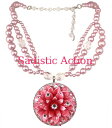 TARINA TARANTINO VINTAGE RESIN FLOWER PENDANT NECKLACE REフラワー&パールネックレスRED