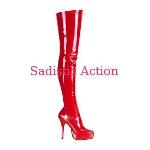 乐天商城 - 【即納】PLEASER Platform Boots Thigh High RED 【Pleaser　(ブーツ、サンダル、シューズ）】【PL-BO-IND3000/B/PU】