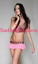 Pink Pounce Sexy Dancewearフロントスピンドルホールタートップ、ミニSKの2PC SETLEO/NEON PINK