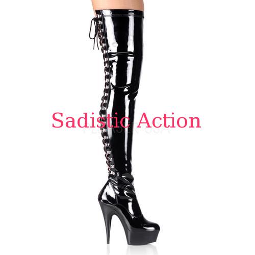 乐天商城 - 【即納】PLEASER Platform Boots Thigh High BK 【Pleaser　(ブーツ、サンダル、シューズ）】【PL-BO-DELIGHT-3063-B/M】