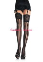 【即納】Leg Avenue Spandex vertical striped stockings with 5in lace 【Leg Avenue　（ストッキング、ランジェリー、衣装、コスチューム、小物）】【LEG-HO-9218】