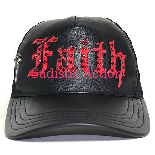 【即納】Faith Connexion Trucker Diamonds LeatherCap BK/RE 【Faith Connexion】【セール商品】【FAI-CA-04C0002D-BK/RE】