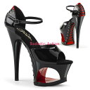 【即納】PLEASER Cut-Out Platform Two Tone Closed Back Corset Style Wrap Around Ankle Strap Sandal 【Pleaser (ブーツ、サンダル、シューズ)】【コスチュームアクセサリー】【サンダル】【PL-SAN-MOON-760FH-BK/RE】