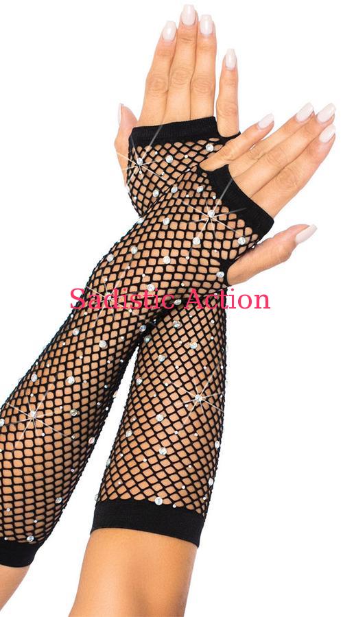 【即納】Leg Avenue Rhinestone Fishnet Arm Warmers 【Leg Avenue （ストッキング ランジェリー 衣装 コスチューム 小物）】【コスチュームアクセサリー】【グローブ アームウォーマー】【LEG-ACC-2037】