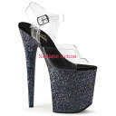 【即納】Pleaser Platform Ankle Strap Multi Glitter Platform Sandal 【Pleaser　(ブーツ、サンダル、シューズ）】【コスチュームアクセサリー】【サンダル】【PL-SAN-FLAM808LG/C/BG】