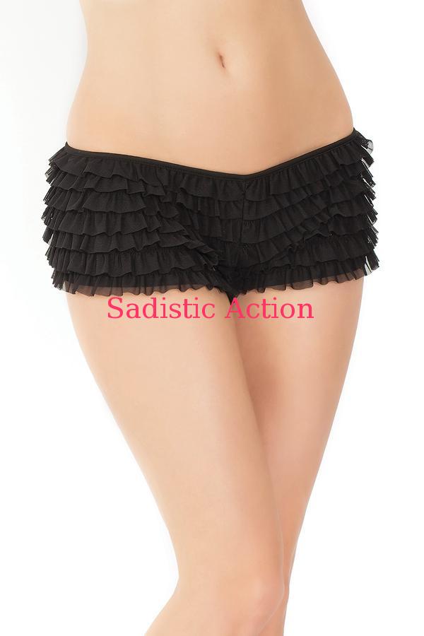 楽天Sadistic Action【即納】COQETTE 1 PC. Ruffle shorts with back bow detail. 【コスチュームアクセサリー】【Coquette（ランジェリー、コスチューム、フェティッシュ）】【ボトム・スカート】【ショーツ・パンティ】【アンダーショーツ・フリルショーツ】【CQ-ACC-114-BK】