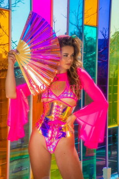 【即納】J.Valentine Holographic Vinyl Waist Cincher 【コスチュームアクセサリー】【J Valentine(ダンスウェア、衣装、コスチューム、小物)】【コルセット・ビスチェ】【トップス】【JV-DW-FF279-H.PI】