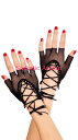 【即納】MUSIC LEGS Lace Up Fingerless Fishnet Gloves 【コスチュームアクセサリー】【MUSIC LEGS (ストッキング、ランジェリー、コスチューム)】【MU-ACC-413-BK】