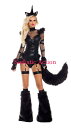 【即納】Party King Black Unicorn Womens Costume 【ハロウィンコスチューム】【PARTY KING（コスチューム、コスチュームアクセサリー、衣装）】【PK-CO-PK952】