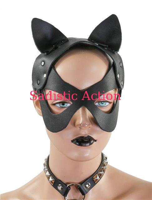 【即納】FUNK PLUS LEATHER CAT FACE MASK 【コスチュームアクセサリー】【マスク 仮面 ヘッドピース】【FUNK PLUS(レザーアクセサリー レザーマスク ハーネス ポリスハット等）】【FP-XM106-BK】