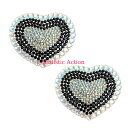 【即納】NEVA NUDE French Maid Black Clear Crystal Heart Jewel Nipztix Pasties 【ペイスティ・ニップレス】【ニップレス・ペイスティ】【Neva Nude(ニップレス、ペイスティ)】【CR-051-NS】(3)