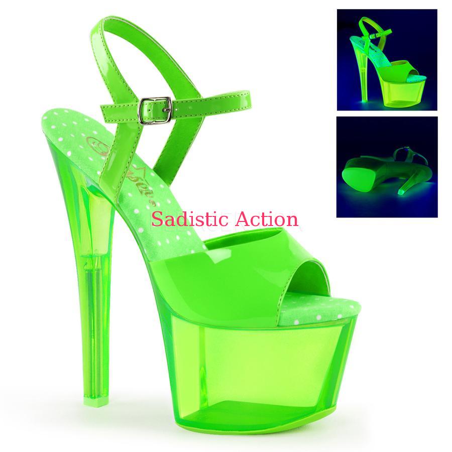 PLEASER Featuring Entire Upper、 Tinted Bottom and Outsole/Toplift Neon UV Reactive 