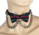 【即納】FUNK PLUS BOW CHOKER WITH CHAIN 【FUNK PLUS(レザーアクセサリー、レザーマスク、ハーネス、ポリスハット等）】【チョーカー・ネックレス】【FP-CK-FC288C 】