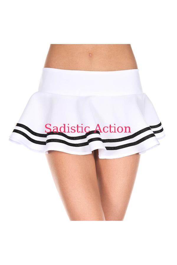 【即納】MUSIC LEGS Double striped wavy skirt 【ハロウィンコスチューム】【MUSIC LEGS （ストッキング、ランジェリー、コスチューム）】【ボトム・スカート】【ML-CO-182-WH/BK】