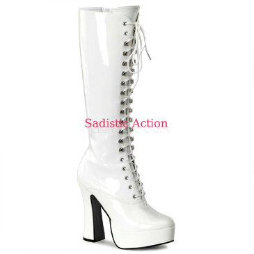 【即納】Pleaser Platform Knee Boot with Lace Front Detail、 Full Inner Side Zipper 【Pleaser　(ブーツ、サンダル、シューズ）】【コスチュームアクセサリー】【ブーツ】【PL-BO-ELE2020/W】