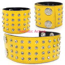 【即納】FUNK PLUS FUNK PLUS 4ROW RHINESTONE ON PATENT BRACELET 【FUNK PLUS(レザーアクセサリー、レザーマスク、ハーネス、ポリスハット等）】【リストバンド・ブレスレット】【FP-BC249P.YE】