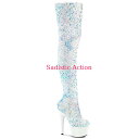 Pleaser Platform Stretch Sequin Thigh High BootスパンコールストレッチプラットフォームサイハイブーツWHITE/MULTI7" (178mm) Heel 2 3/4" (70mm) Platform Stretch Sequin Thigh High Boot Featuring Multi Sequined Body Inside Zip ClosureUSAインポートブーツ、プリーザー、ポールダンス、18cmヒールPleaser Platform Stretch Sequin Thigh High BootスパンコールストレッチプラットフォームサイハイブーツWHITE/MULTI