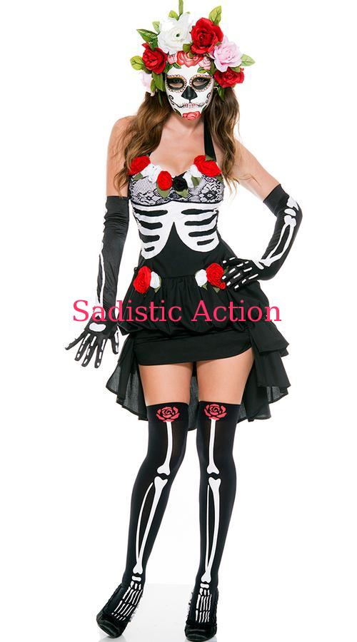 乐天商城 - 【即納】MUSIC LEGS Mrs. Muerte Costume 【ハロウィンコスチューム】【MUSIC LEGS　（ストッキング、ランジェリー、コスチューム）】【MU-CO-70625】