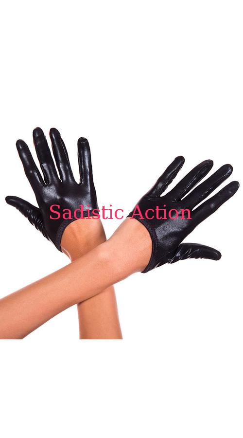 MUSIC LEGS Cropped Wet Look Gloves 