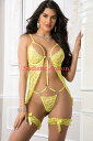 【即納】G World 2pc Sheer Lace Open Babydoll Teddy & Lace Garters 【ランジェリーセットアップ】【ベビー...
