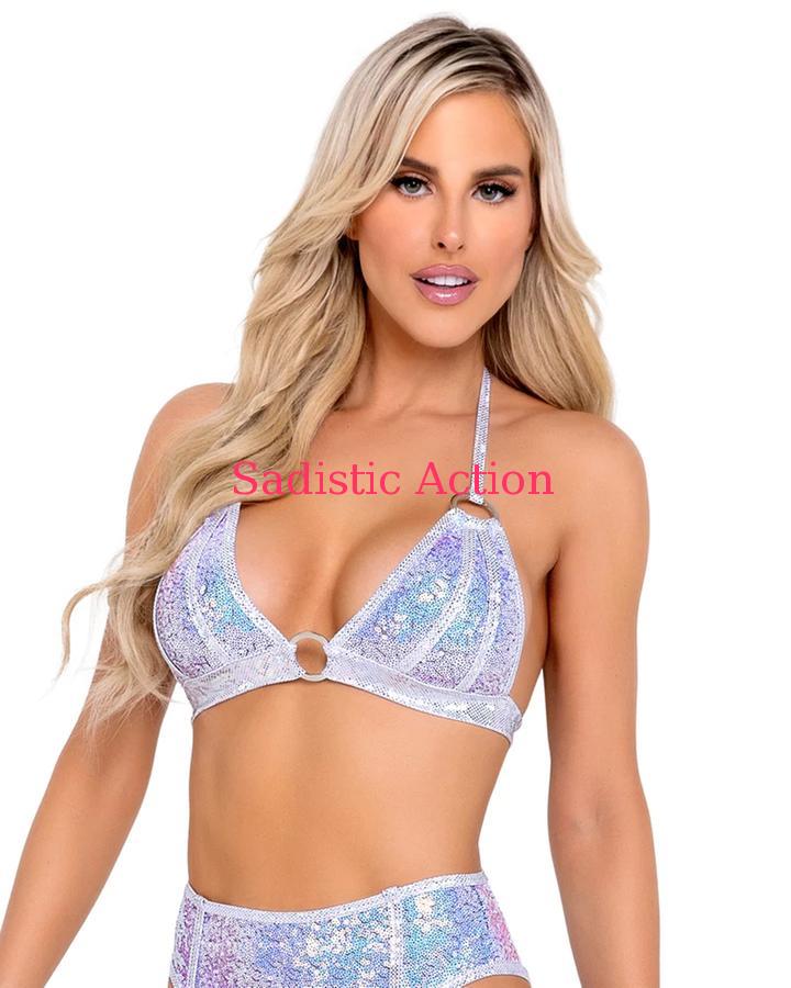 Rakuten - 【即納】ROMA Two-Tone Sequin Bikini Top 【ROMA　（ダンスウェア、衣装、コスチューム、小物）】【トップス】【RM-DW-6098-LV】