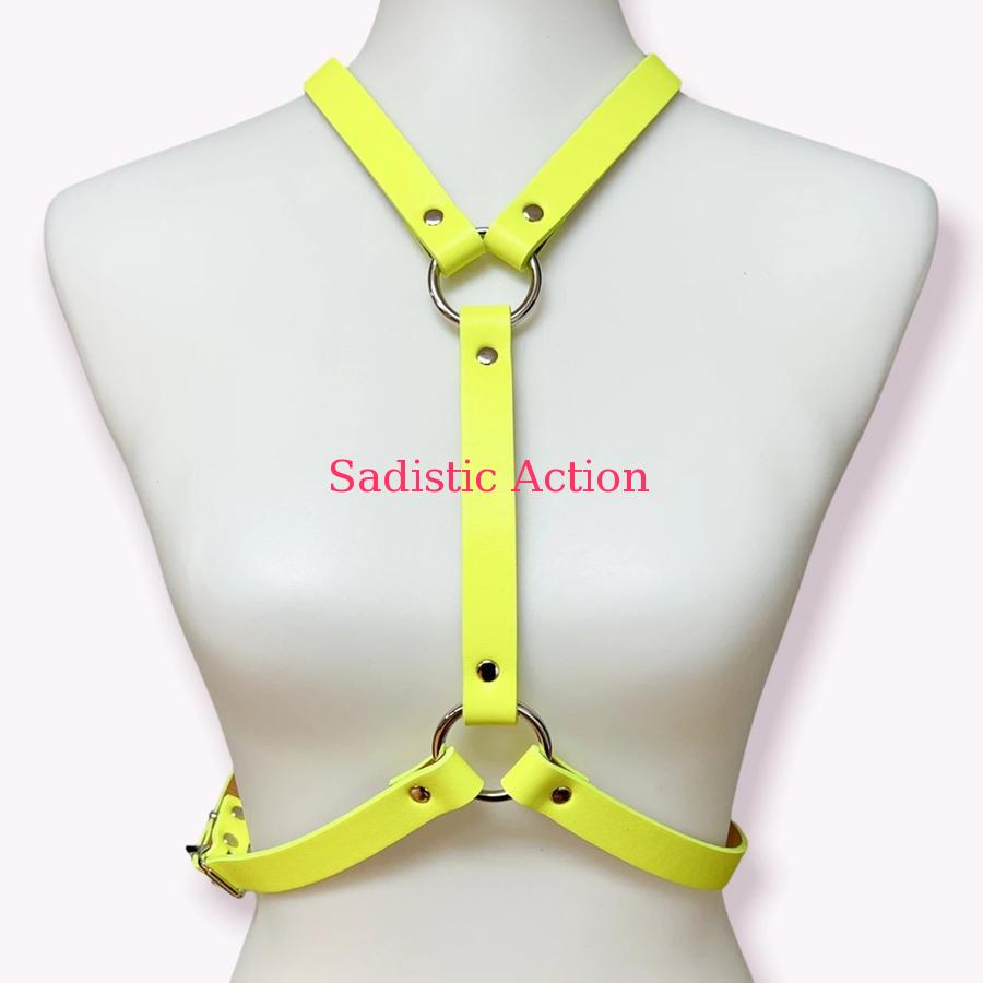 【即納】FUNK PLUS VEGAN COLOR ASSORTED LEATHER BODY HARNESS 【フェティッシュ・ボンテージ】【ベルト・ハーネス】【FUNK PLUS(レザーアクセサリー、レザーマスク、ハーネス、ポリスハット等）】【FP-XH115V-YE】