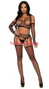 【即納】Leg Avenue Wide Net Crop Top and Garter Stockings Set 【Leg Avenue (ストッキング、ランジェリー、衣装、コスチューム、小物)】【ボディストッキング】【ダンスウェアセット】【LEG-BS-89301】