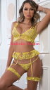【即納】G World 4pc Oh So Sweet Sexy Top and Garter Linger 【ランジェリーセットアップ】【G World(ランジェリー、ボディストッキング等)】【GW-LIN-L2092-N.YE】